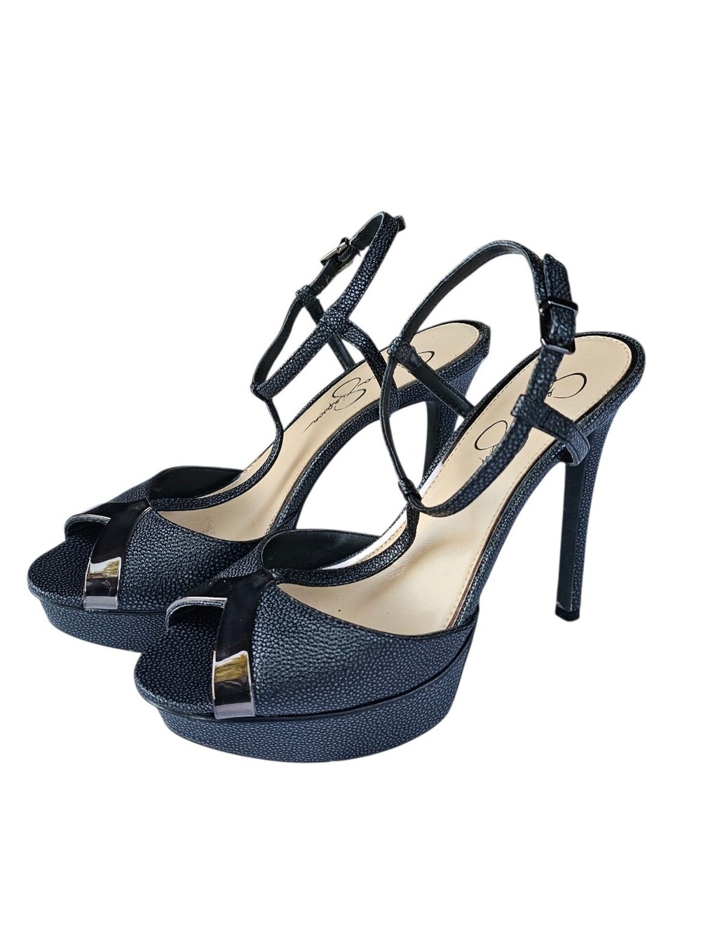 Jessica Simpson Black Peep-Toe Platform High Heels